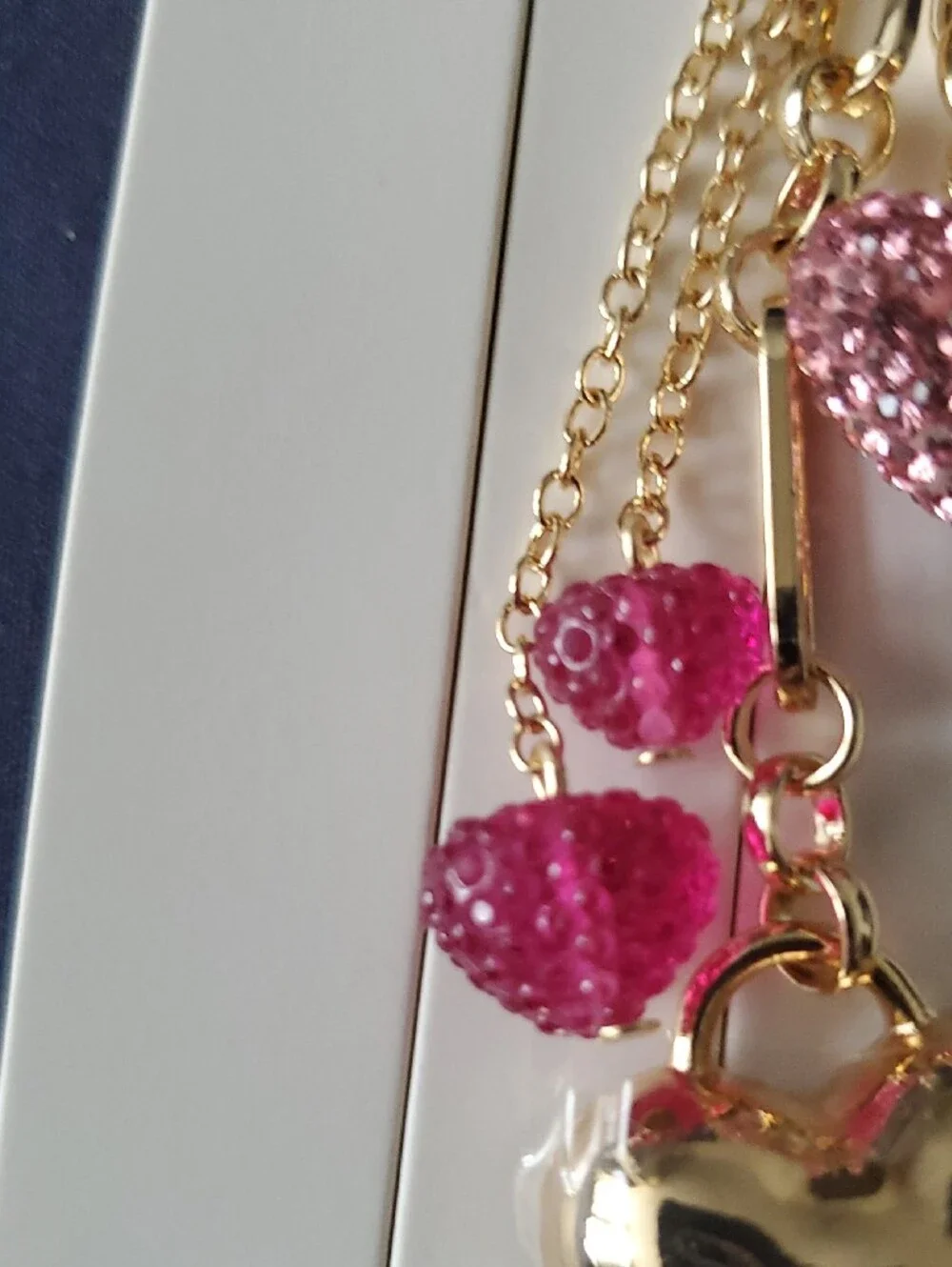 Lane Bryant Gold and Pink Heart Charm Keychain